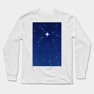 Zooming in Wishing Star or Christmas Star - Vertical Deep Blue Long Sleeve T-Shirt
